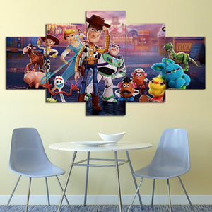 Toys Story Characters Five Piece Canvas Wall Art Home Decor Multi Panel 5