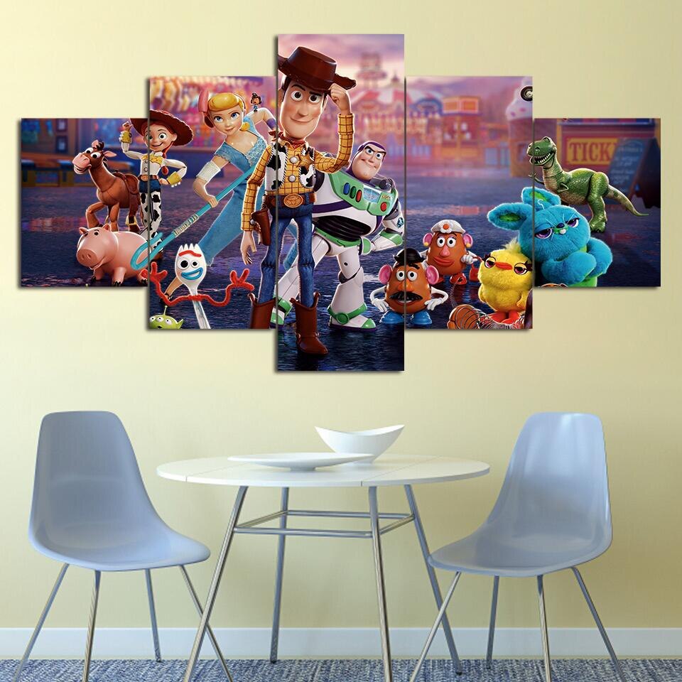 Toys Story Characters Five Piece Canvas Wall Art Home Decor Multi Panel 5